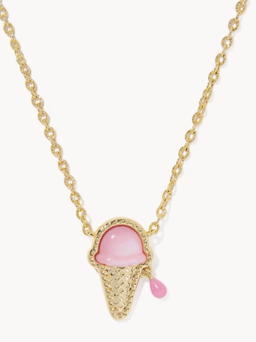 Kendra Scott Ice Cream Gold Short Pendant in Pastel Pink Mother-of-Pearl